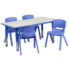 Mesa para niños regulable en altura + 2 sillas azules