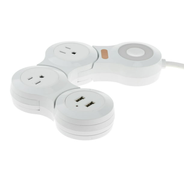 Enchufe empotrable retráctil de 2 enchufes + USB, aluminio inyectado, con  apertura suave, listo para conectar con cable de alimentación de 3 m  (blanco). : : Electrónica