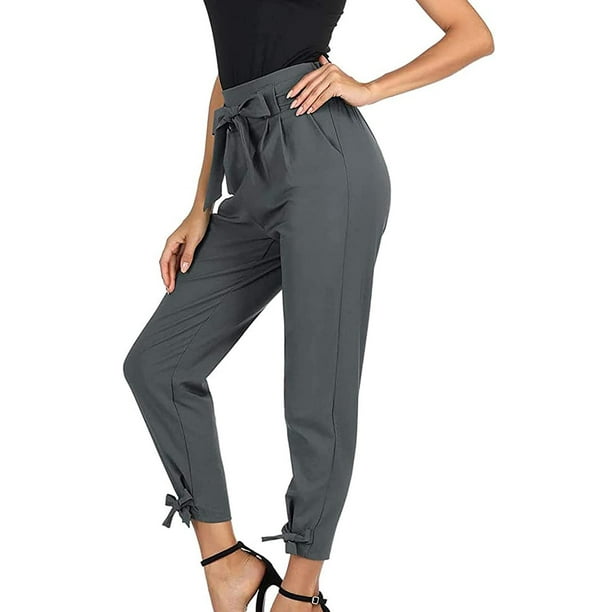 Pantalones lápiz de cintura alta informales de primavera para mujer,  pajarita con cinturón elástico y bolsillos METRO Hugo Pantalones casuales  de cintura alta