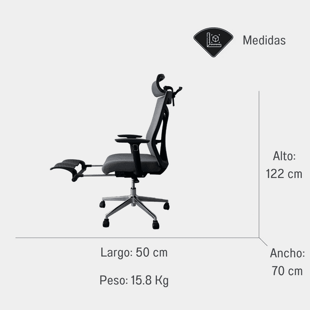 Silla de Oficina con cabecera, Soporte Lumbar y Soporte para pies Ajustable  Silla Gamer sillas para