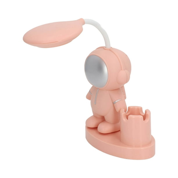plplaaoo Lámpara de escritorio pequeña con forma de astronauta de dibujos  animados, lámpara de escritorio recargable con sacapuntas para dormitorio
