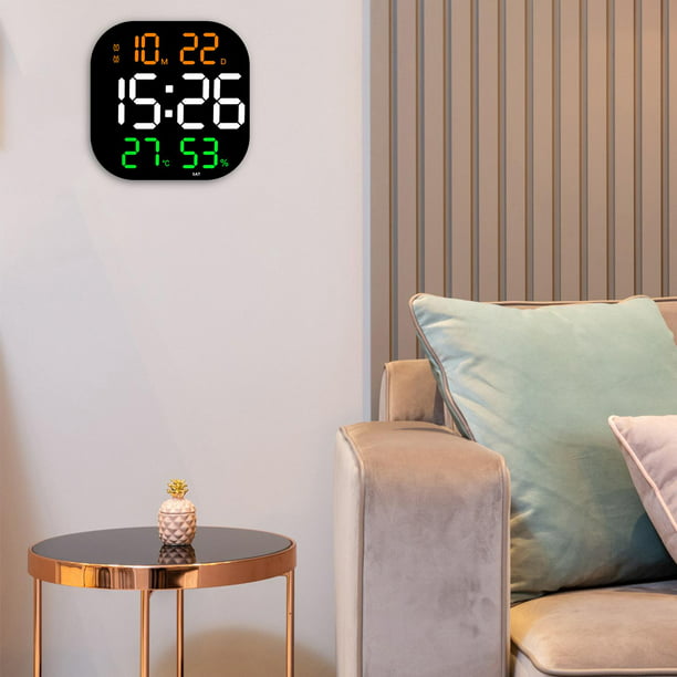 12 pulgadas LED Número grande Reloj de pared Digital Temperatura y humedad  Reloj electrónico Diseño moderno Decoración de la oficina Decoración de