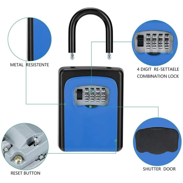 Caja de seguridad para llaves, caja de seguridad para llaves con  combinación de 4 dígitos con código Namotu CZBG-HY84-2