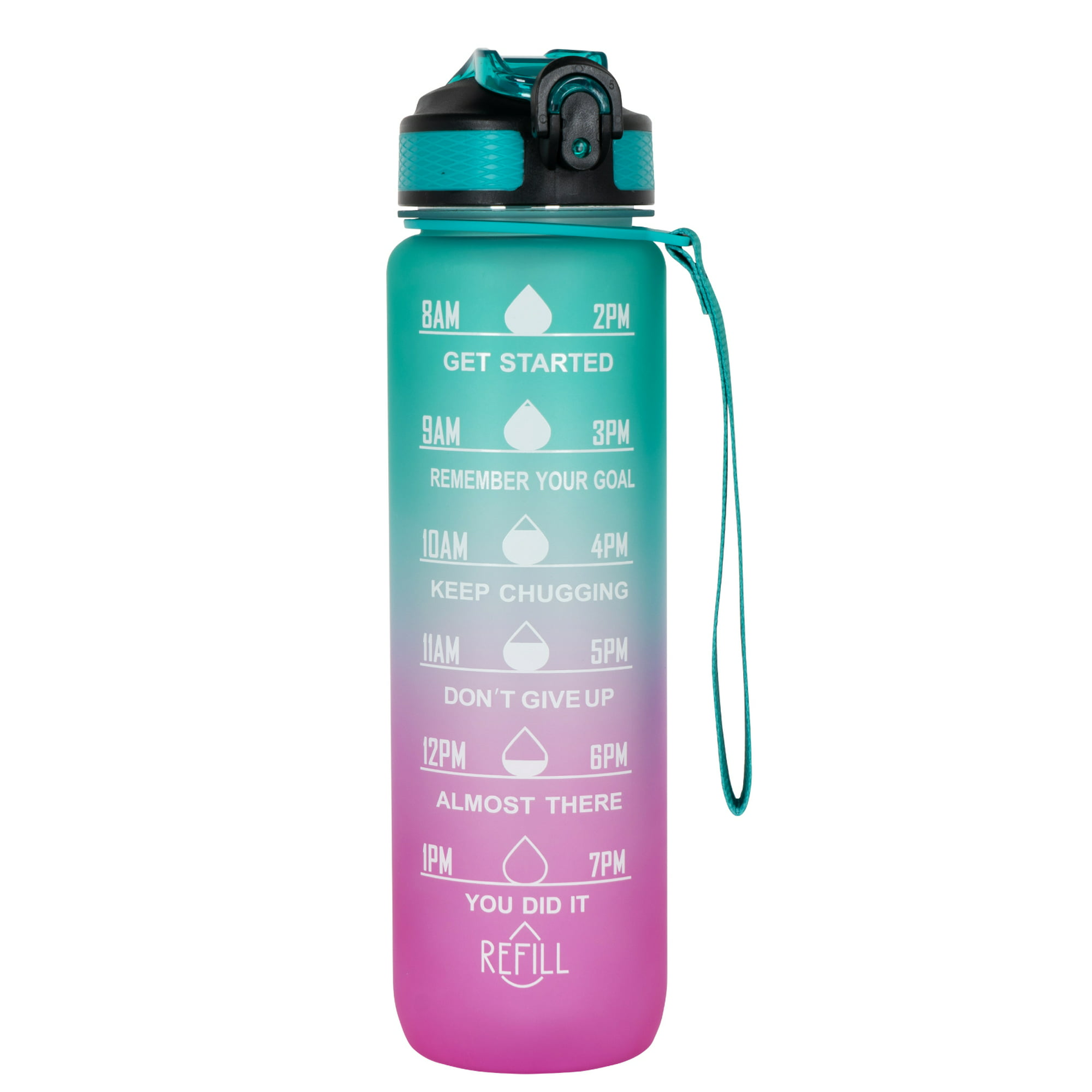 Botella de agua para niños pequeños con correa de popote de 12 onzas, a  prueba de fugas, sin BPA, botellas de bebida Tritan para niños y niñas
