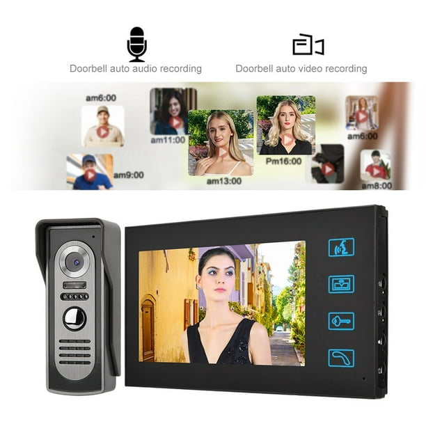 Sistema de timbre de portero automático con vídeo LCD HD de 7 pulgadas,  teléfono para puerta, Monitor para el hogar, cámara para exteriores  (enchufe de EE. UU.)