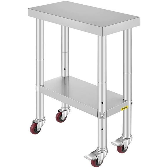 wheels 24 x 12 x 32 inch stainless steel work table vevor 24x12 inch silver