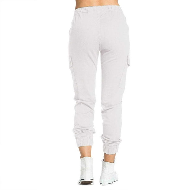 Gibobby Pantalones cargo para mujer Pantalones casuales de con múltiples  bolsillos para damas Pantalones de cuerda con corsé de cintura