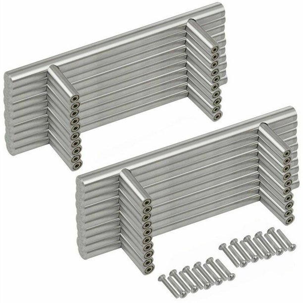 20 piezas tirador de barra de puerta tiradores de puerta de armario de  cocina de barra en T de acero inoxidable-distancia central 160mm