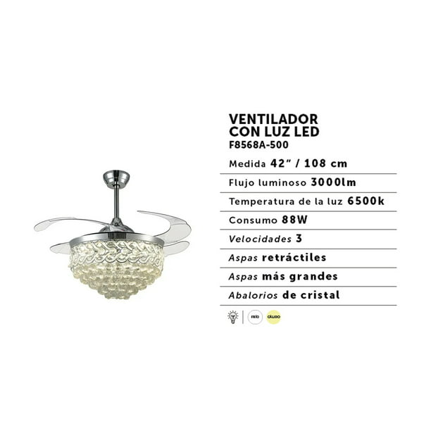 Ventilador de Techo Elegante con Lámpara LED Megaluz F8597A-500