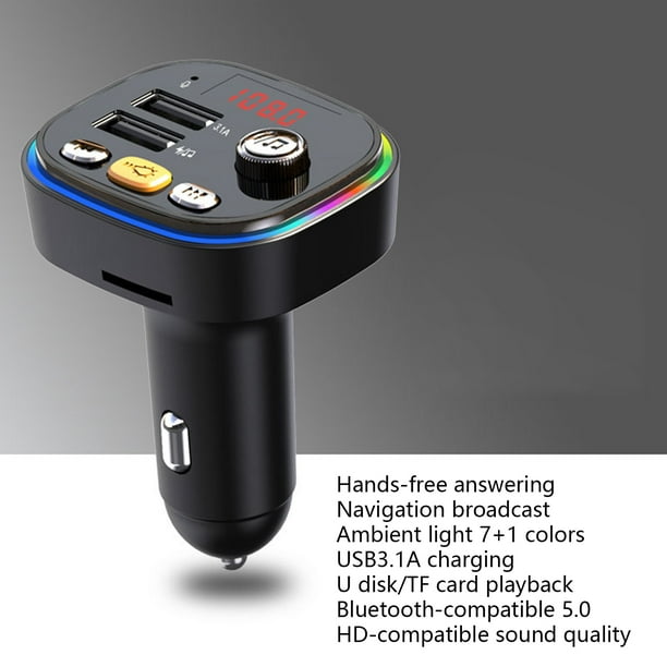 Comprar Transmisor FM Bluetooth 5,0 para coche, receptor de Audio  inalámbrico con manos libres, reproductor MP3 automático 2.1A, cargador  rápido USB Dual, accesorios para coche
