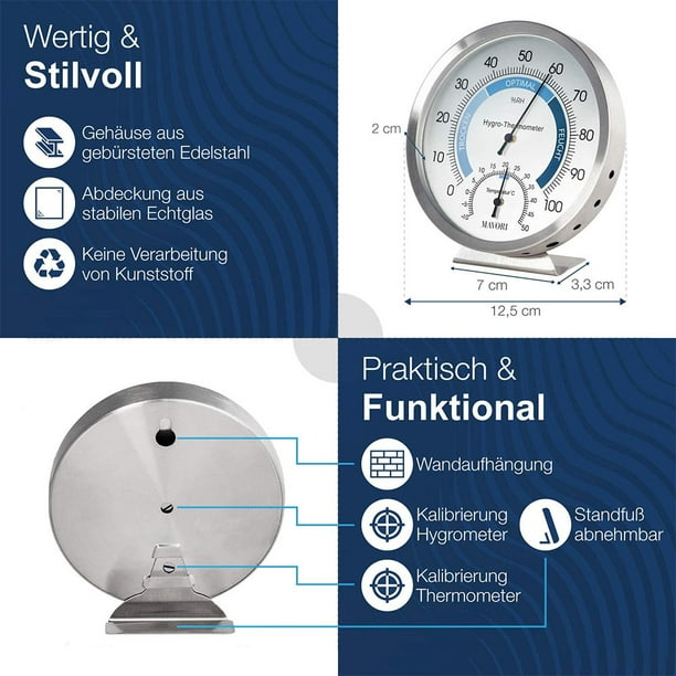 Termómetro con higrómetro, analógico - Control climático