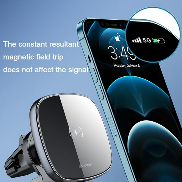 Cargador de coche inalámbrico magnético, carga rápida, compatible con  cargador de coche MagSafe, soporte de ventilación de aire compatible con  teléfonos iPhone 13/12 sin funda y fundas magnéticas Zhivalor 223259