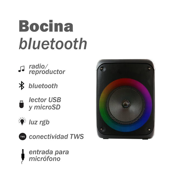 Bocina Bluetooth Portátil Bocina Impermeable Con Rgb Luces