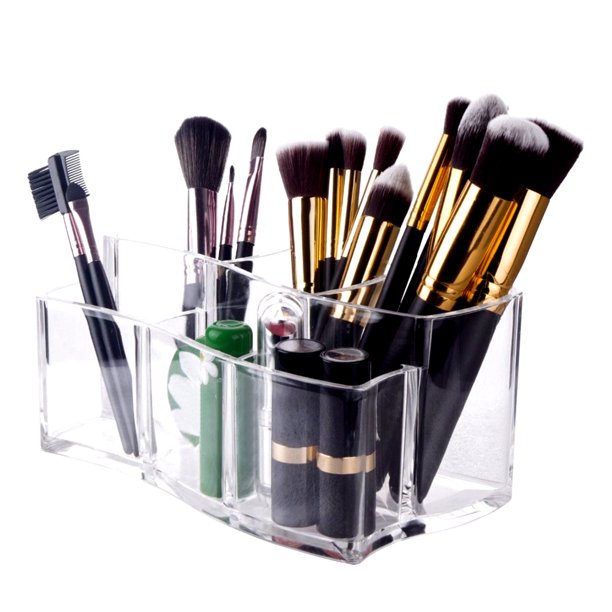 Organizador de brochas de maquillaje acrílico, caja de almacenamiento de  joyería transparente, organizador de maquillaje cosmético