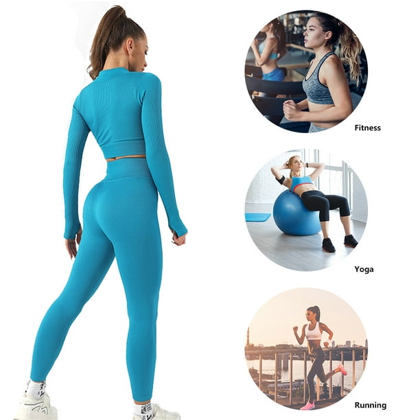 Conjunto De Yoga Trajes de ropa deportiva para mujer Traje deportivo sin  costuras portátil Artículos Hugtrwg Para Estrenar