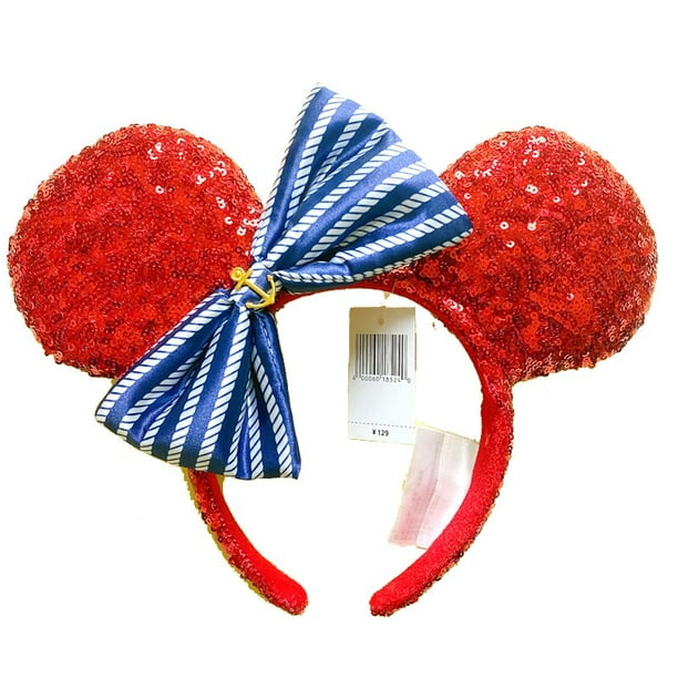 Diadema con orejas de Disney, lazos grandes, auriculares de lentejuelas,  diadema de Mickey Minnie para regalos de Cosplay para FestivalCN Gao Jinjia  LED