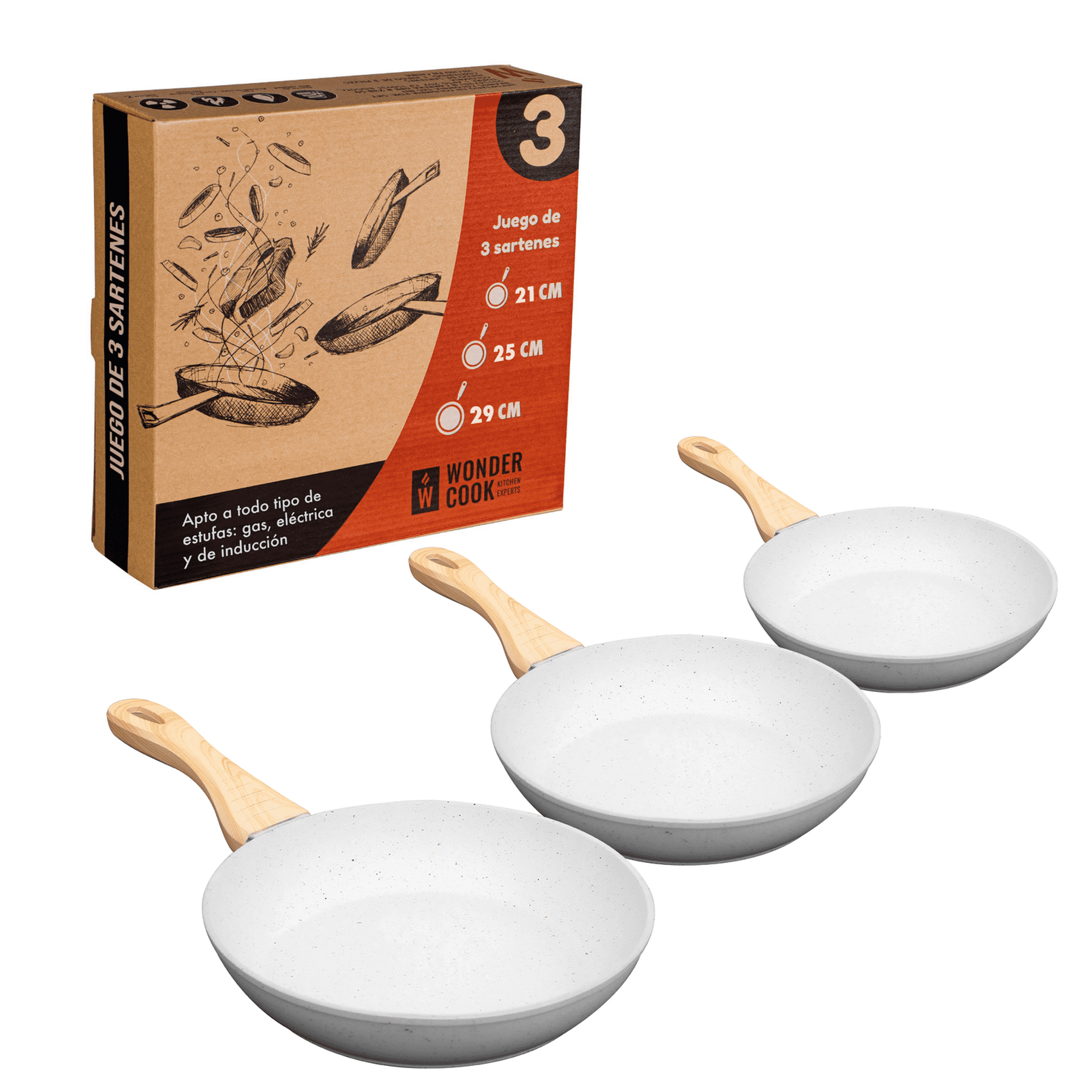  Potted Pans Juego de sartenes antiadherentes – 3 piezas de  inducción inferior de desayuno de granito clásico – 8 pulgadas, 9.5  pulgadas, 11 pulgadas : Hogar y Cocina