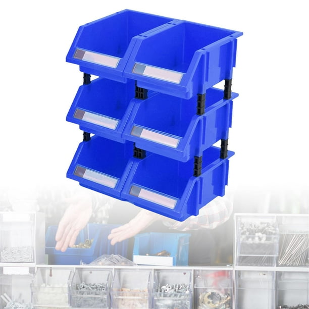 Caja de herramientas de Hardware 6x con 4 pilares conectados, contenedores  de piezas pequeñas para tornillos, cuentas de Azul Sharpla Contenedores de  almacenamiento de garaje