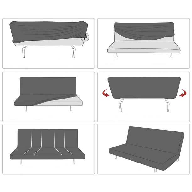 Funda de sofá elástica de 3 plazas sin brazos, funda de sofá cama plegable  ajustable (rojo vino) TUNC Sencillez