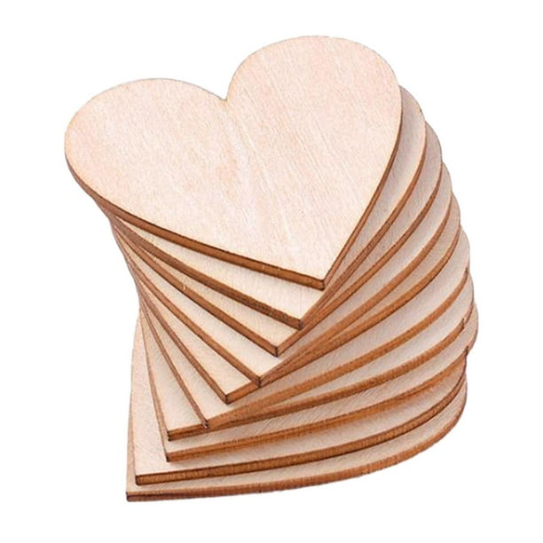 Corazones de madera de 4 pulgadas, forma de corazón de madera natural sin  terminar, 4 pulgadas, (10 piezas)