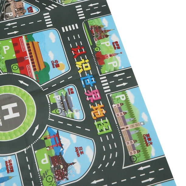 Alfombra para niños, alfombra de juego de automóvil para sala de juegos,  alfombra de carretera de vida urbana para automóviles, divertido mapa de