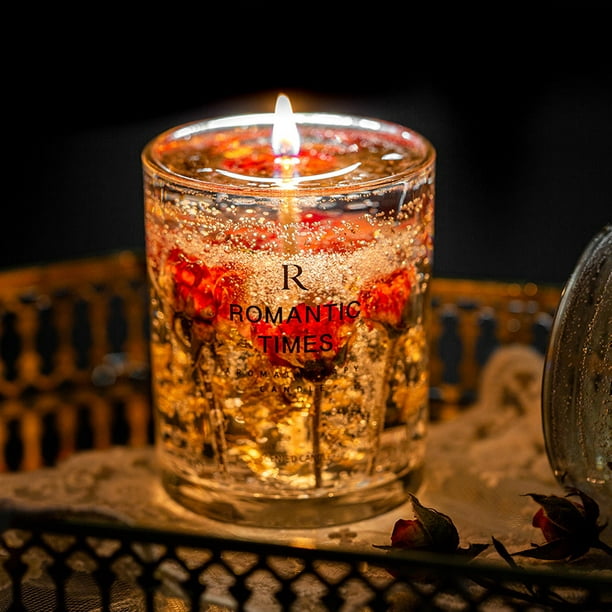 Velas aromáticas de gelatina de flores reales, vela de incienso de aceite  esencial, taza Floral decorativa con fragancia calmante JAMW Sencillez