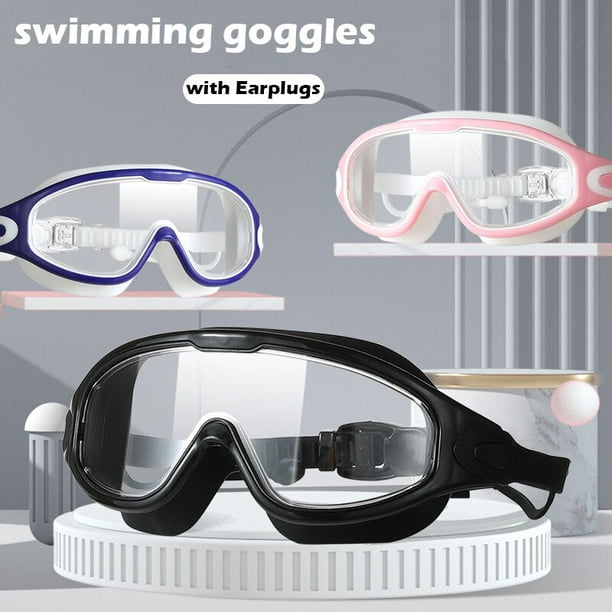 Gafas de natación de silicona para hombres y mujeres, montura grande con  tapones para los oídos, gafas profesionales HD antivaho, accesorios de  natación