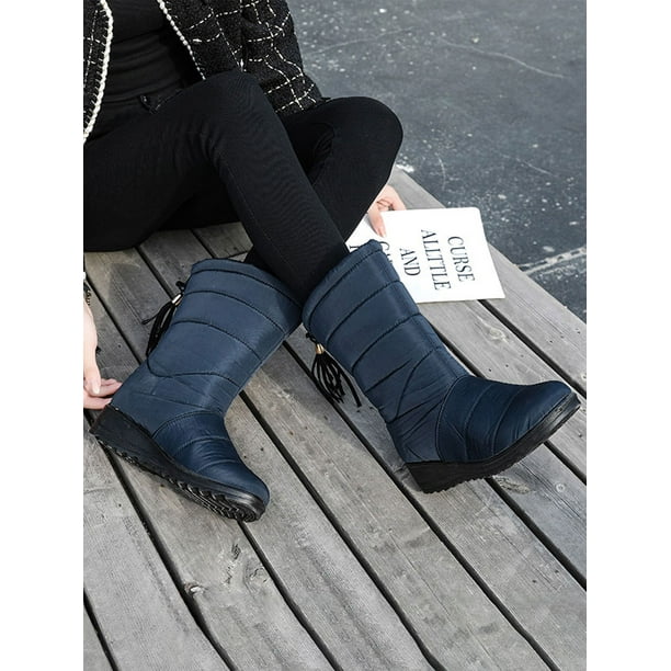Botas de nieve para mujer, botas de invierno impermeables de piel sintética para  mujer, botas de media pantorrilla para exteriores