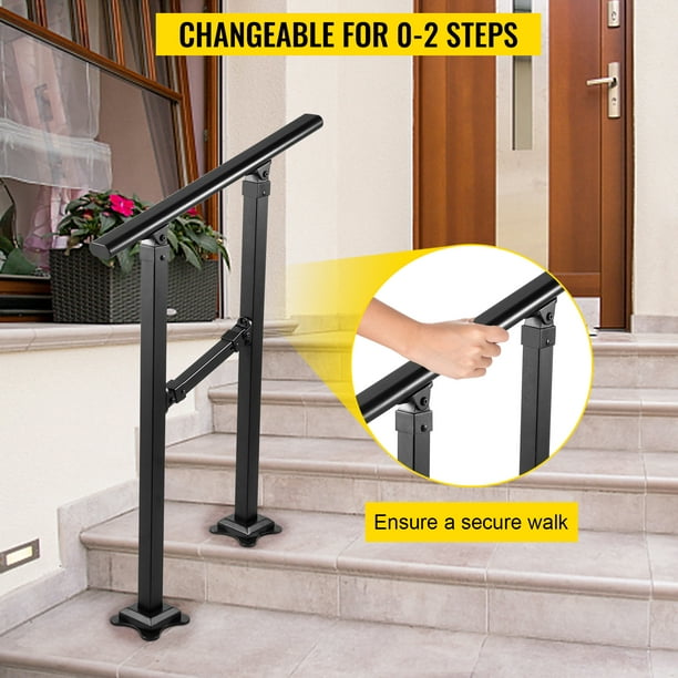 Pasamanos para escalones al aire libre, se adapta a barandillas de escalera  de 1 a 4 escalones para exteriores, pasamanos de hierro forjado con kit de