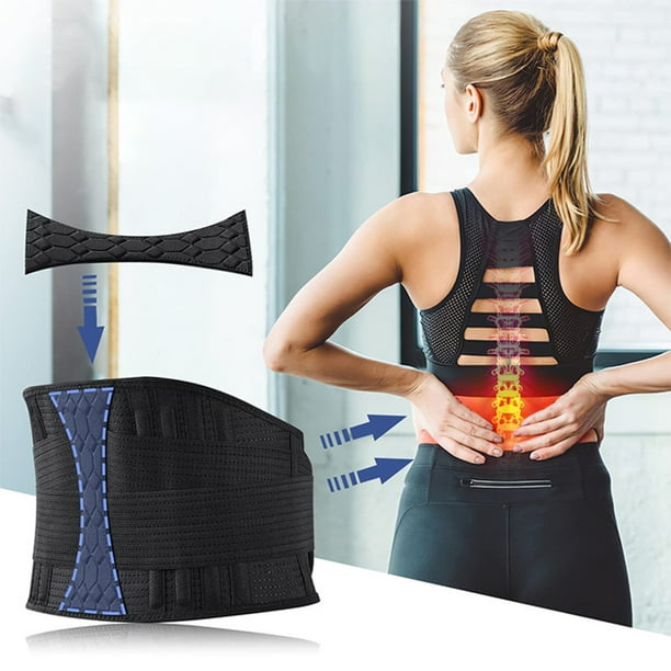 Soporte de espalda para aliviar el dolor de espalda baja con soporte  biónico para la columna vertebral y almohadillas extraíbles para terapia de  frío caliente. Cinturón de apoyo para la espalda