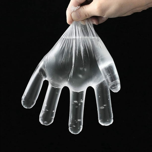 Guantes desechables de plástico transparente, 500 guantes desechables de  polietileno de alta densidad, guantes desechables de preparación de
