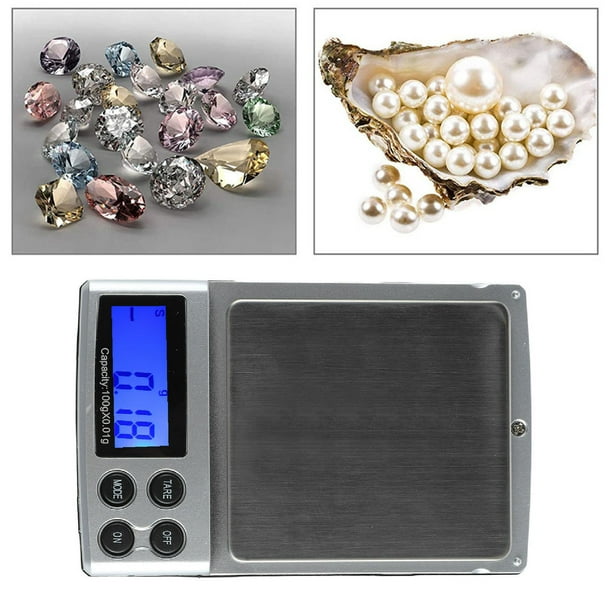  Balanza de gramos, mini balanza de bolsillo con pantalla LCD,  báscula electrónica de gramos para condimentos de joyería y cocina : Hogar  y Cocina