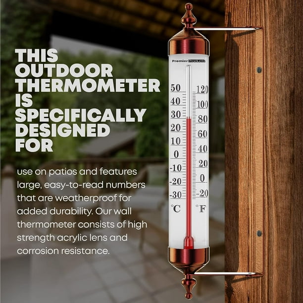 Termómetro exterior con diseño de efecto bronce, elegante termómetro para  exteriores adecuado para pared exterior, invernadero, garaje
