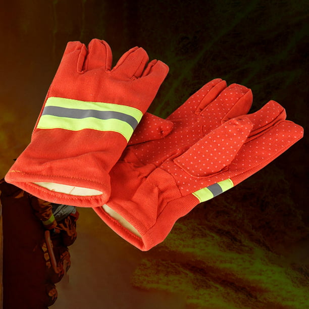 2 guantes de extinción de incendios naranjas, guantes impermeables,  transpirables, a prueba de fuego, protección de manos, guantes de trabajo  DYNWAVEMX Guantes de bombero