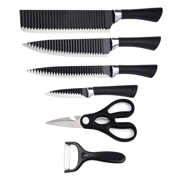 PrinChef Juego de cuchillos, 19 cuchillos a prueba de óxido para cocina,  con soporte acrílico, afilador, tijeras y pelador, juego de cuchillos de
