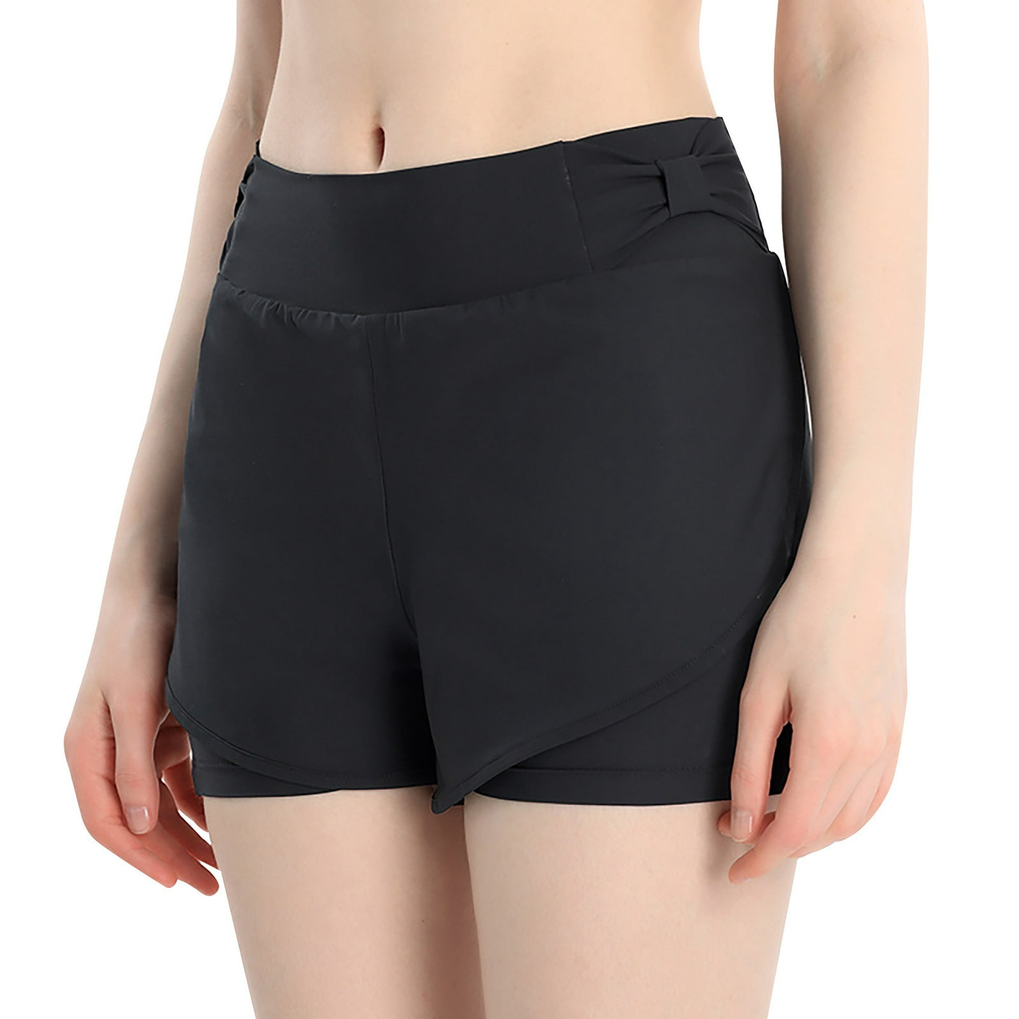 Pantalones cortos deportivos de doble capa para mujer, 2 en 1, para  entrenamiento, correr, yoga, gimnasio, deportes, con bolsillo