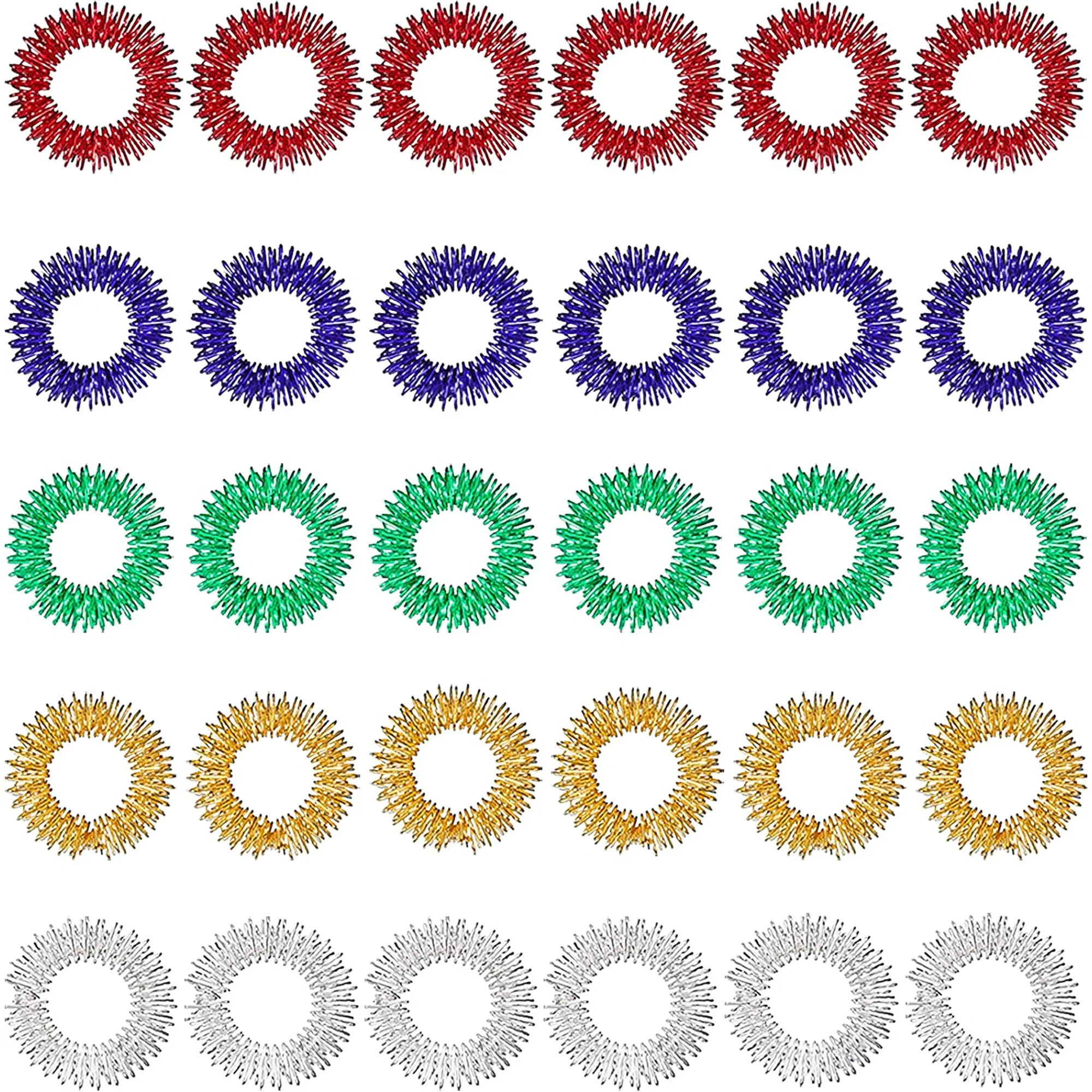 Lankai Anillos Sensoriales De Silicona – Set De 6 Texturas Para Aliviar El Estrés Y La Ansiedad, Fidget Toys Para Autismo Y TDAH