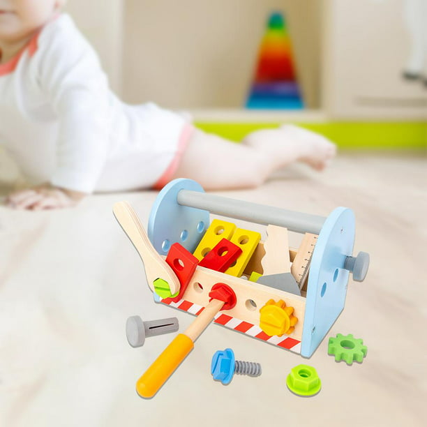 Caja de herramientas Hape de madera del niño y juego de accesorios