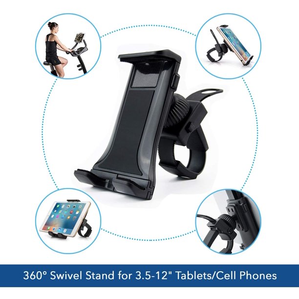 Soporte para tableta, soporte para teléfono móvil, bicicleta giratoria 360  ° para entrenador en casa/elíptica/bicicleta/navegación GPS gimnasio, soporte  para tableta/iPhone/smartphone/iPad (9-22 cm) Ormromra MZQ-0536