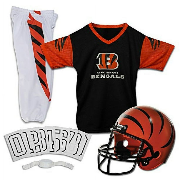Conjunto de uniforme de fútbol americano Franklin Sports Cincinnati Bengals  para niños: disfraz infantil de fútbol de la NFL para niños y niñas con  casco, camiseta y pantalones. Tamaño pequeño