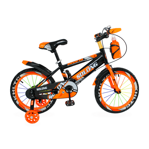 Bicicleta R16 1v Con Ruedas De Entrenamiento, Edad 4-6 Años para Niños  Naranja REGALOMEX YC011624-NARANJA