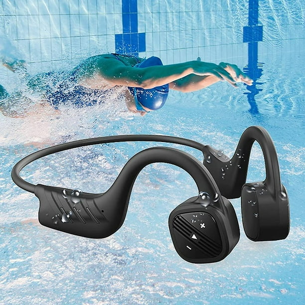 Auriculares de conducción ósea impermeables para natación, auriculares  Bluetooth abiertos, IPX8 bajo el agua con micrófonos, memoria 8G (negro)