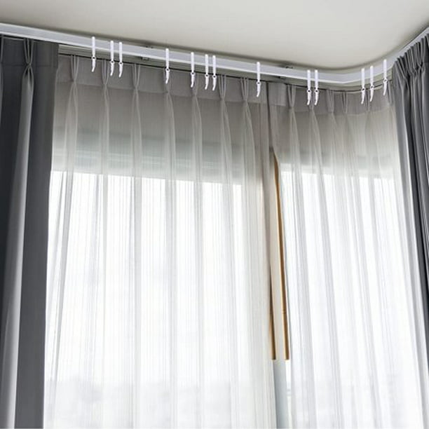 Riel de cortina de techo de 5 metros Soporte de riel de techo flexible para  riel de cortina Riel curvo para ventanas blandas plegables con ganchos de  cortina de plástico, tope de