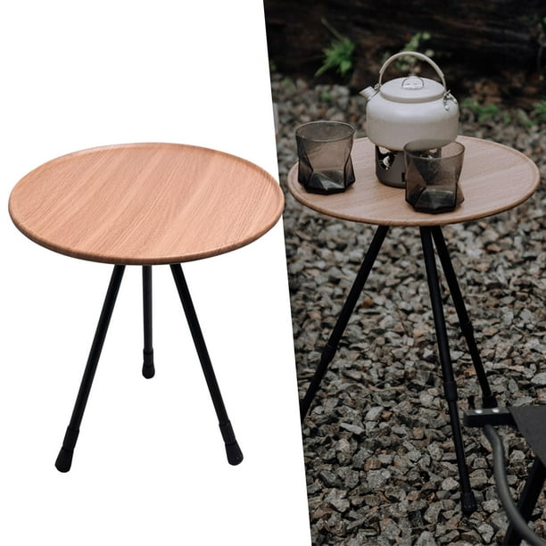 Mesa plegable de madera para campamento, mesa plegable con patas de metal,  juego de TV, cena, soporte plegable para laptop, mesa multiusos, fácil