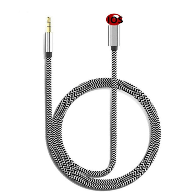 Cable de audio AUX para iPhone en espiral, adaptador de conector para  auriculares, cable de audio estéreo auxiliar macho compatible con iPhone
