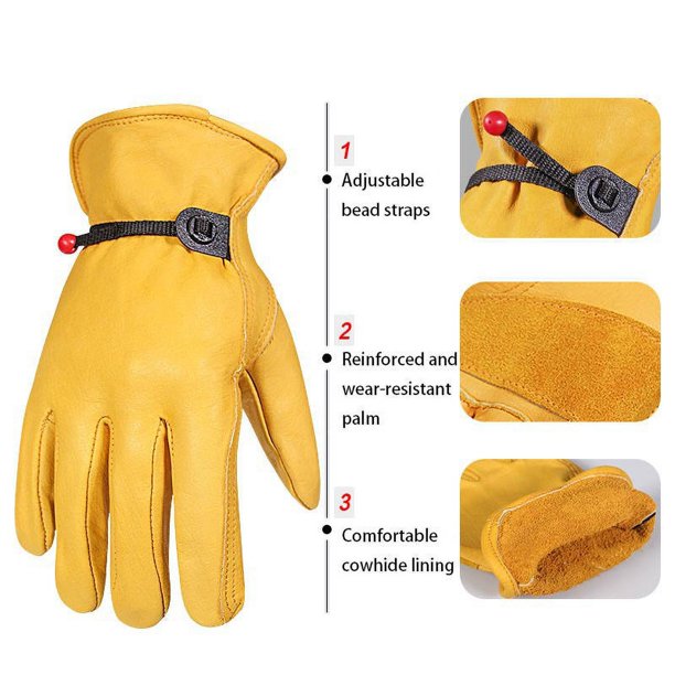 Guantes de jardinería de cuero para hombre, guantes de trabajo utilitarios  para mecánicos, construcción, conductor, diseño transpirable destreza