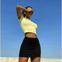 Minifalda VISgogo para mujer, faldas cortas ajustadas de color liso  elásticas de cintura alta, ropa VISgogo moda