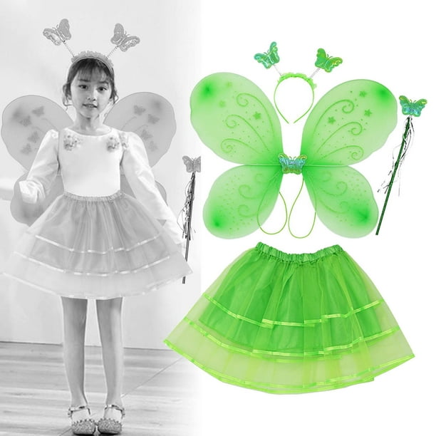 Alas de hada Butterfly Craze para niña, alas de mariposa o ángel, disfraces  y trajes para niñas de 2-12 años, pack de 6 unidades (color verde)