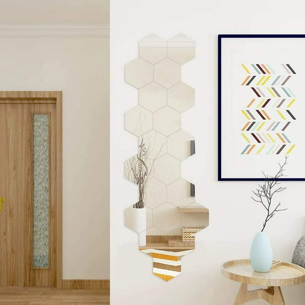 Pegatinas de espejo hexagonales 3D decorativas, pegatinas de pared