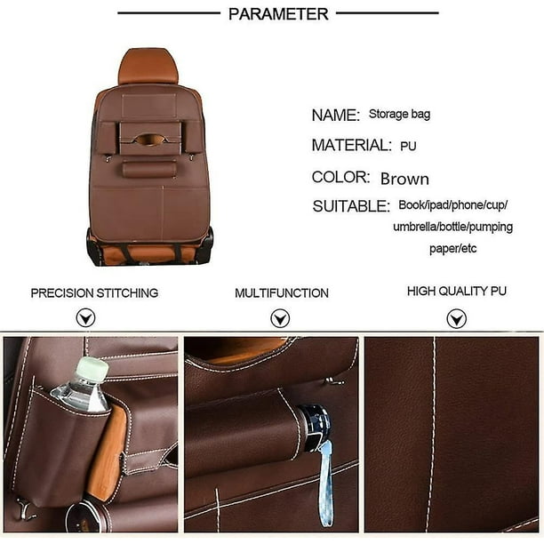 Organizador de asiento trasero de coche, bolsa de cuero PU